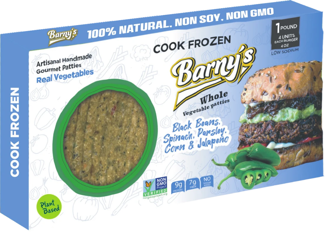 Barny’s Black Beans, Spinach, Parsley, Corn & Jalapeno – retail box Barny's Black Beans, Spinach, Parsley, Corn & Jalapeno retail box, 1 lb