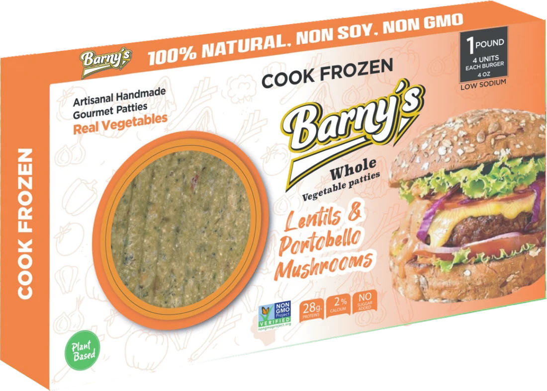 Barny’s Lentils & Portobello Mushrooms – retail box Barny's Lentils & Portobello Mushrooms retail box, 1 lb